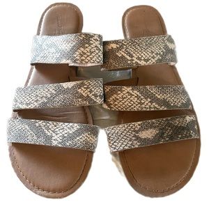 Snakeskin Slide Sandals, Sz 8